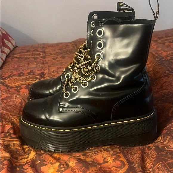 Dr. Martens Black Platform Combat Boots - Picture 1 of 6